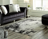 Prime Furniture - Ashley Furniture - Zekeman Rug - 7'10" x 10' Rug / Black/Cream/Gray - R404921